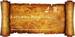 Lafranko Mihály névjegykártya